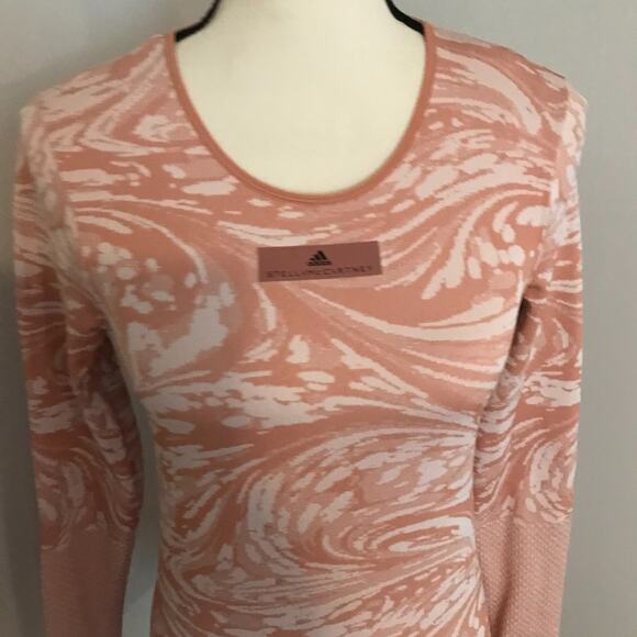 Adidas by Stella McCartney Parley Pink/White Long-Sleeved Yoga Top - Size Medium - Picture 3 of 13